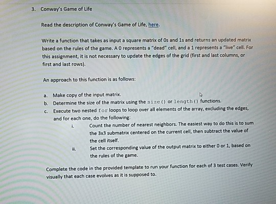 conway game of life question