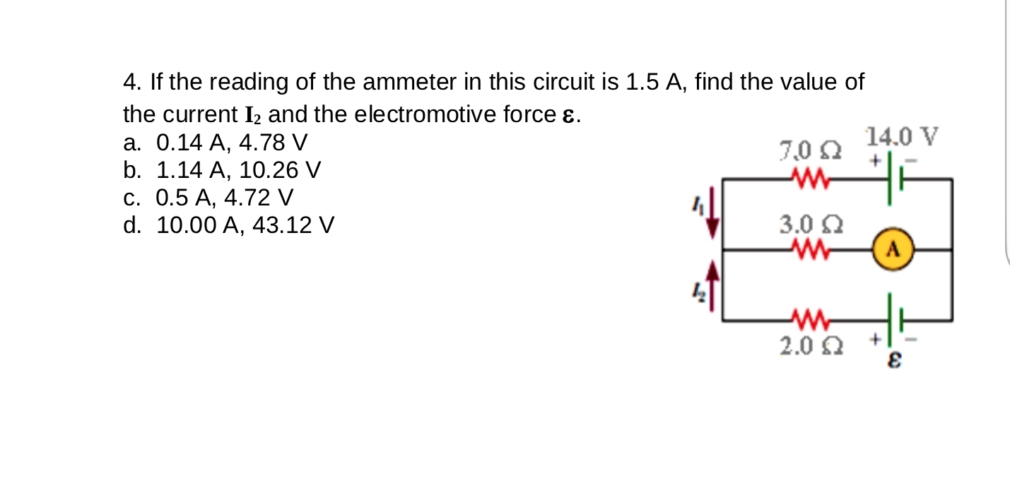 Solved 4. If the reading of the ammeter in this circuit is