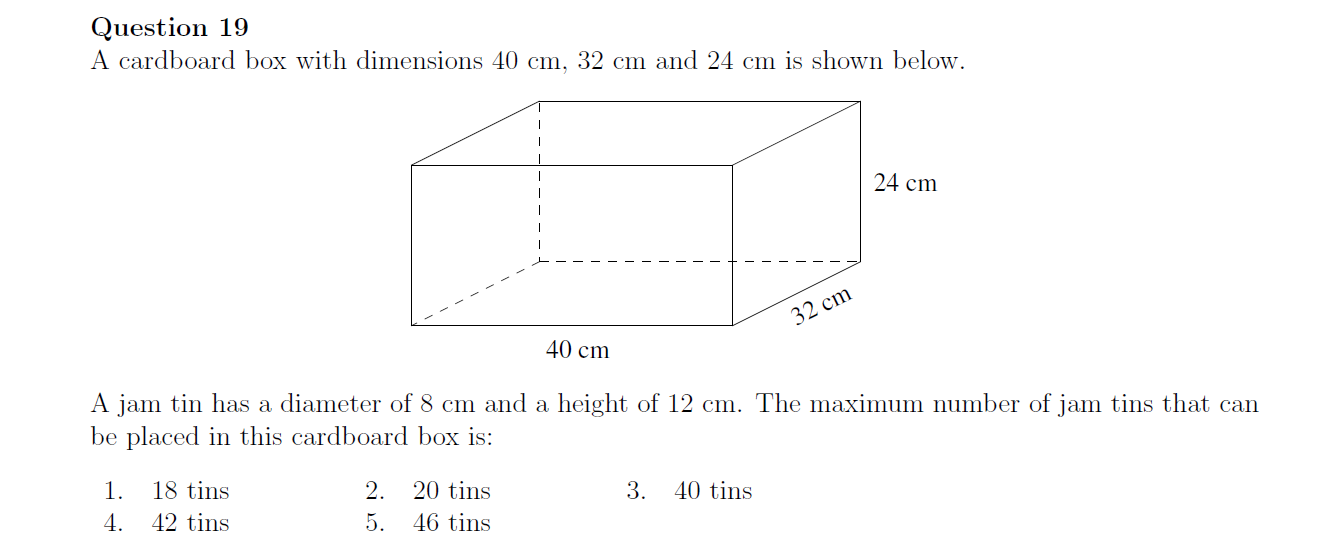 Solved Question 19 A cardboard box with dimensions 40 cm, 32 | Chegg.com