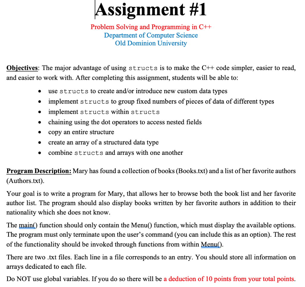 Solved Assignment \#1 Problem Solving And Programming In C++ | Chegg.com