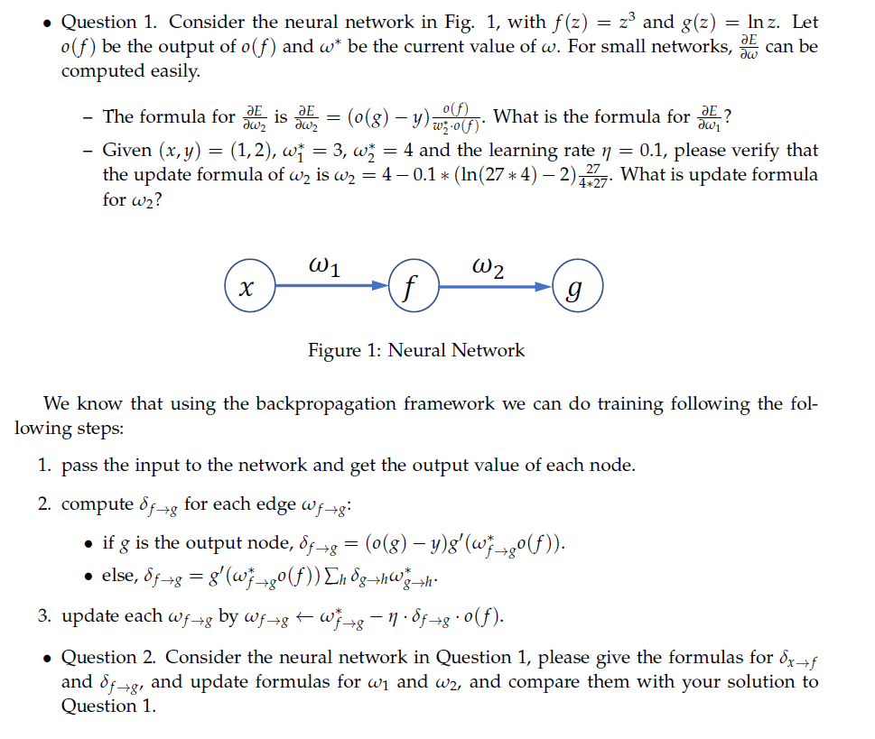 Question 1 Consider The Neural Network In Fig Chegg Com