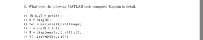 Solved What does the following MATLAB code compute? Explain | Chegg.com