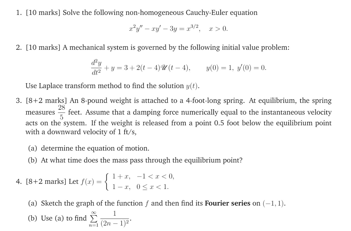 Solved 1. [10 marks] Solve the following non-homogeneous | Chegg.com