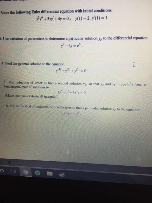 Solved Solve the following Euler differential equation with | Chegg.com