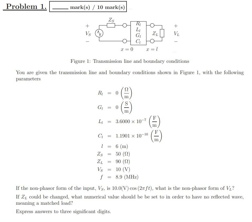 Solved Figure 1: Transmission Line And Boundary Conditions | Chegg.com