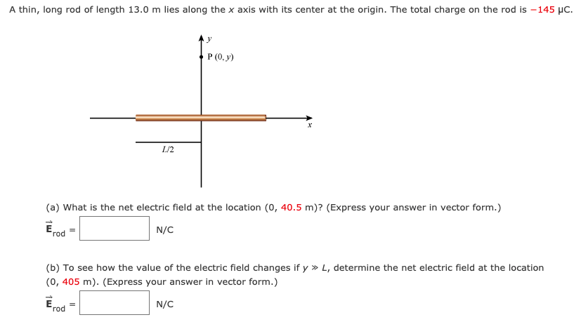 Solved A thin, long rod of length 13.0 m lies along the x | Chegg.com