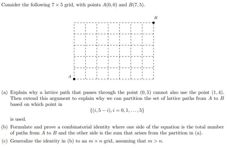 Consider the following 7 x 5 grid, with points A(0,0) | Chegg.com