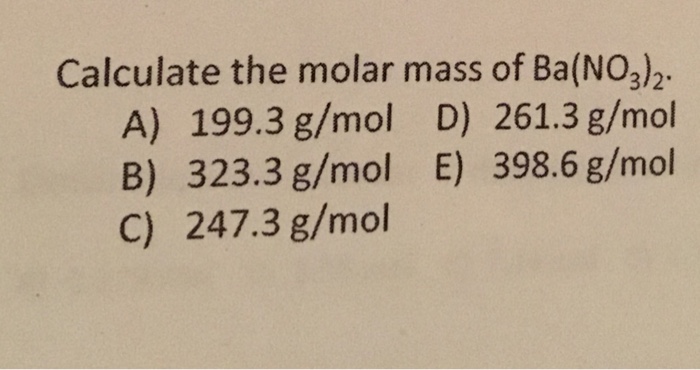 calculate molar mass of ba no3 2
