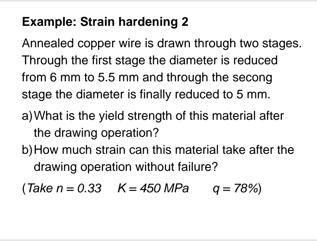 Example: Strain hardening 2Annealed copper wire is | Chegg.com
