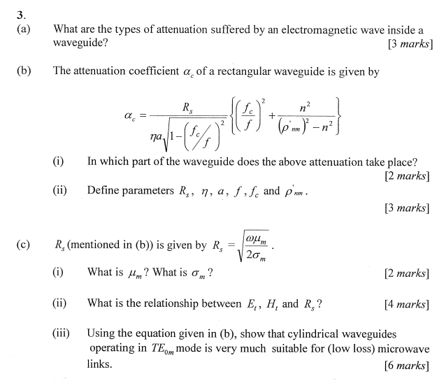 Solved 3. (a) What are the types of attenuation suffered by
