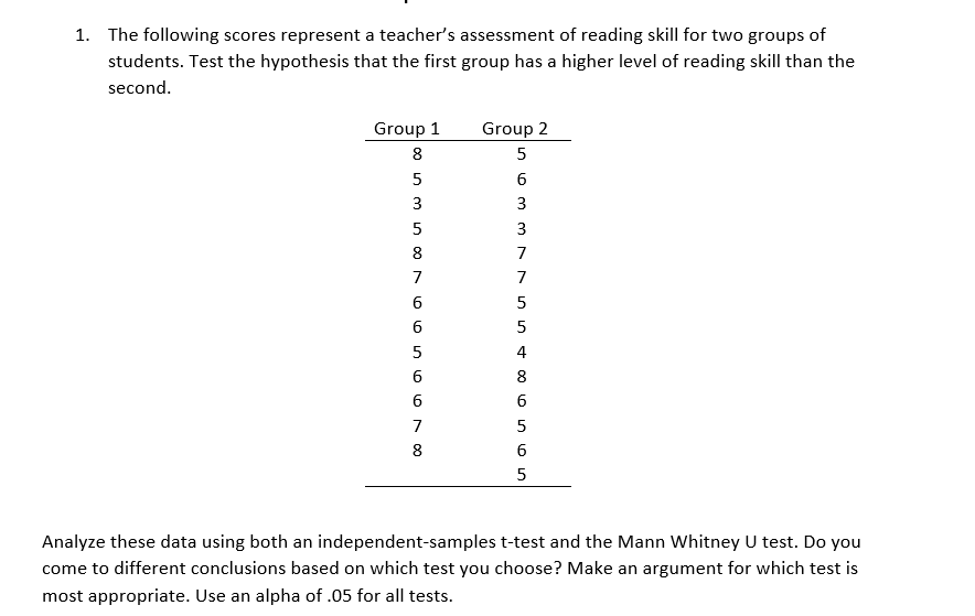 Solved 1. The following scores represent a teacher's | Chegg.com