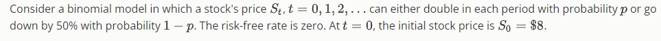Solved Consider a binomial model in which a stock's price | Chegg.com