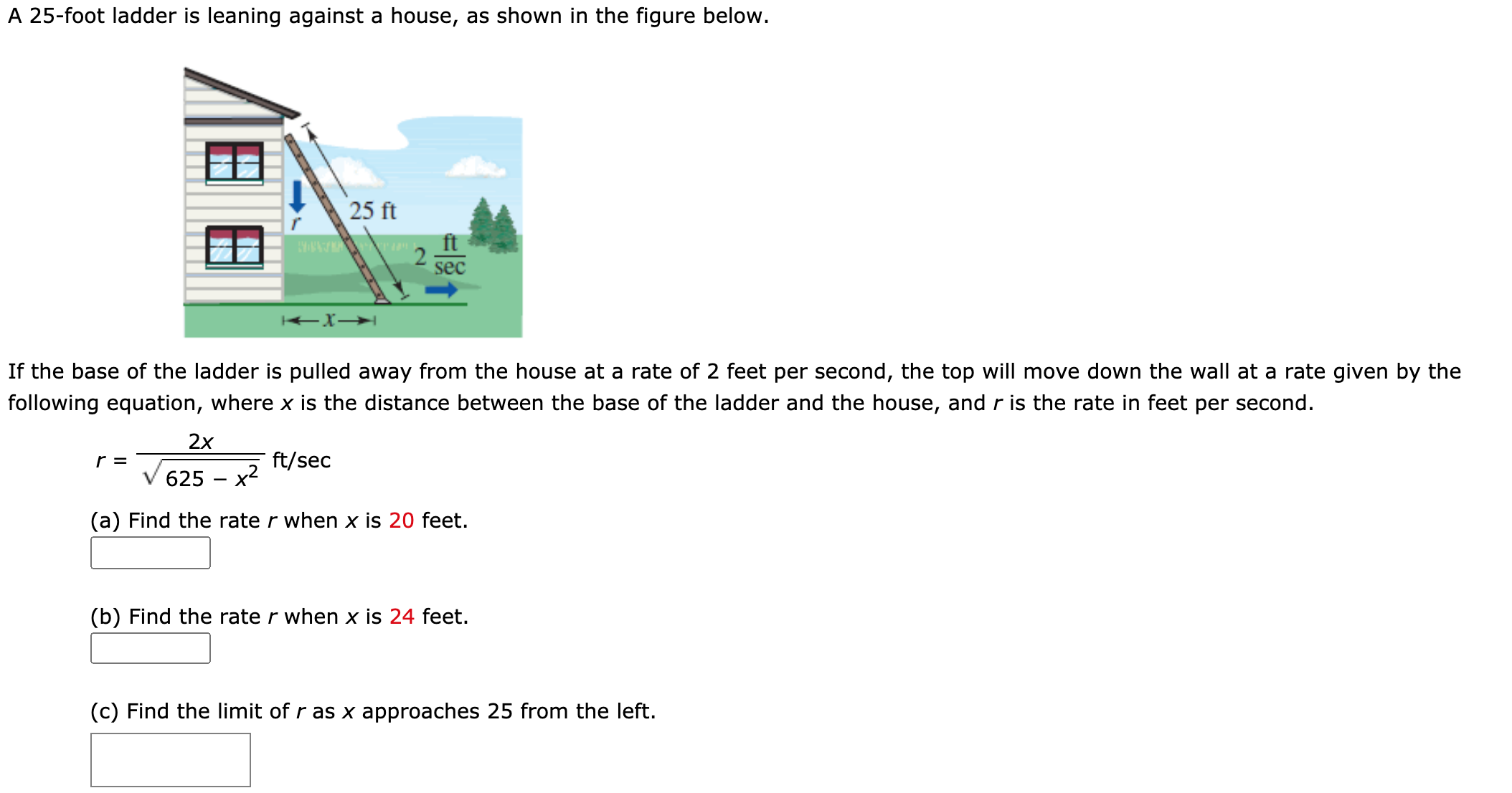 Solved A 25-foot ladder is leaning against a house, as shown | Chegg.com