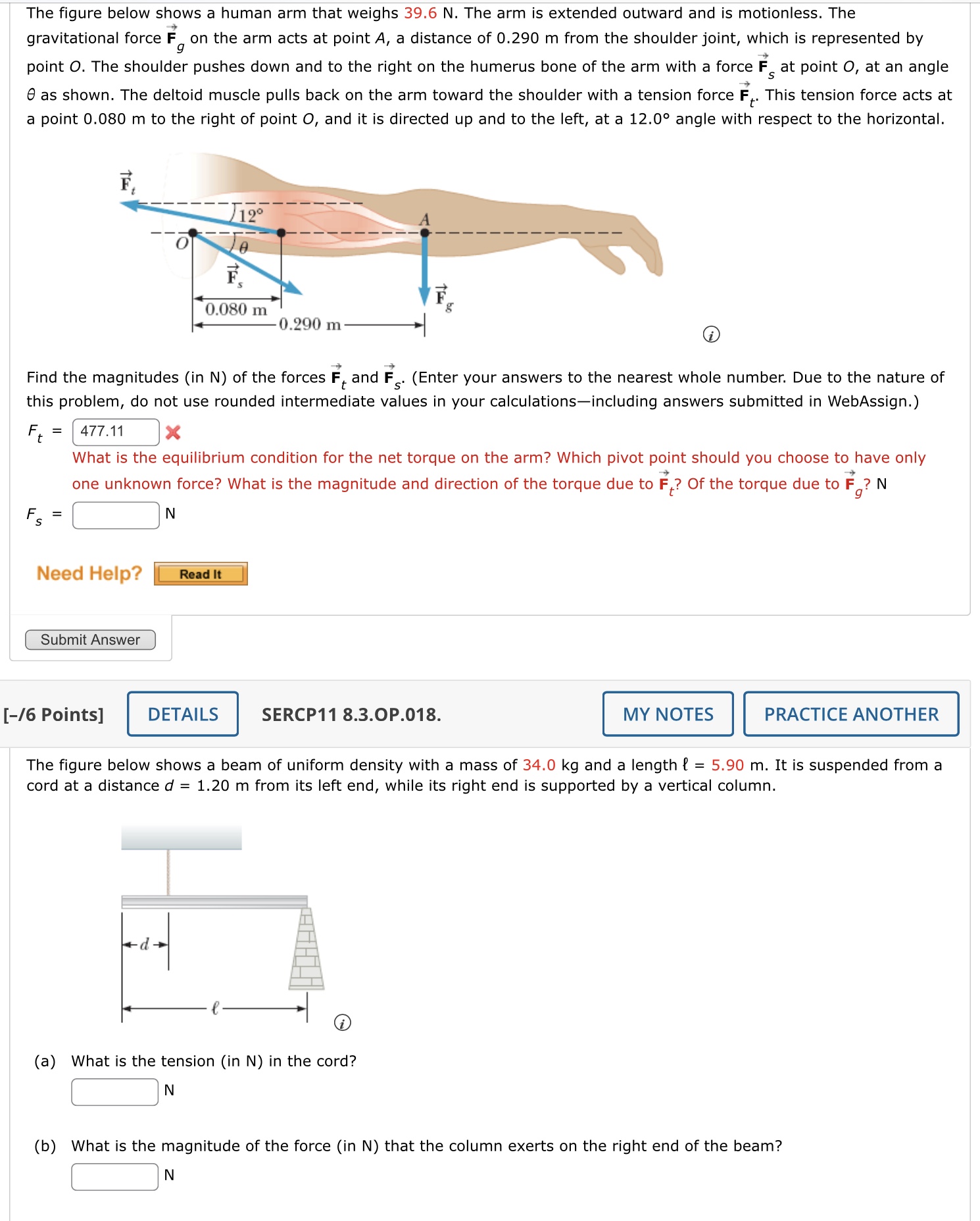 Solved The figure below shows a human arm that weighs 39.6
