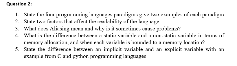 Solved **Concepts of Programming Languages**Question | Chegg.com