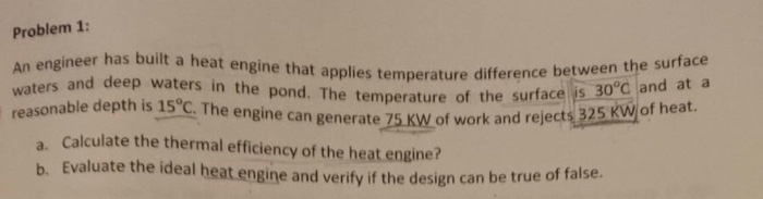 Solved Problem 1: engineer has built a heat engine that ap | Chegg.com