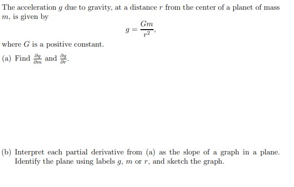 Solved The acceleration g due to gravity, at a distance r | Chegg.com