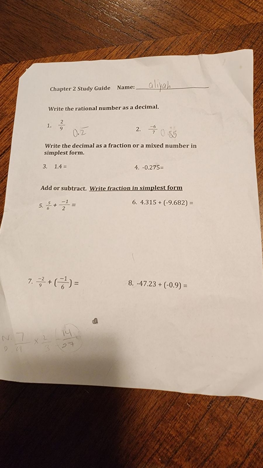 write the decimal equivalent for each rational number 9 20