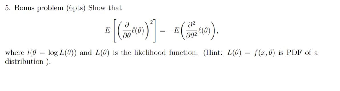 Solved 5. Bonus problem (6pts) Show that | Chegg.com