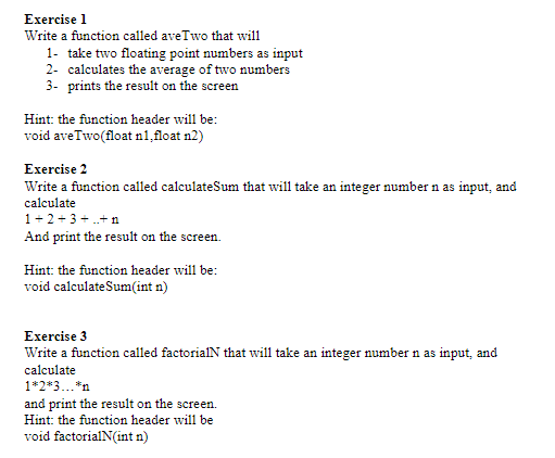 Solved Exercise 1 Write a function called aveTwo that will | Chegg.com