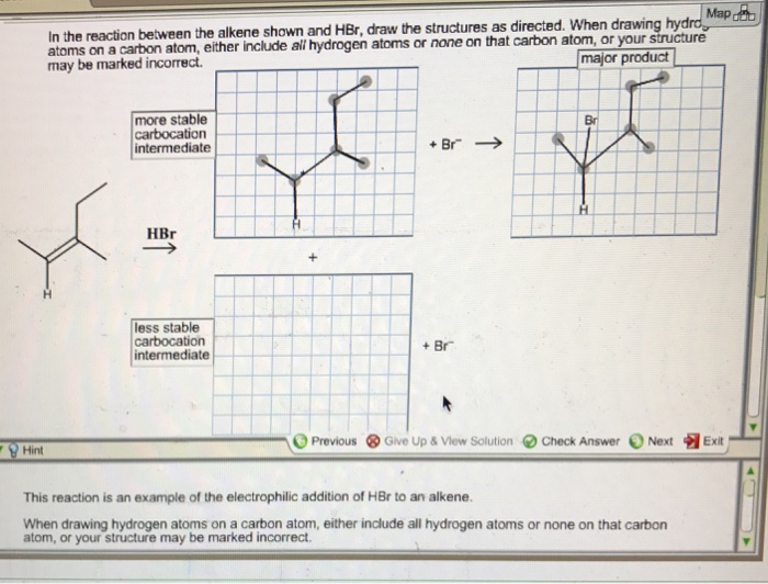 Solved In The Reaction Between The Alkene Shown And HBr, | Chegg.com