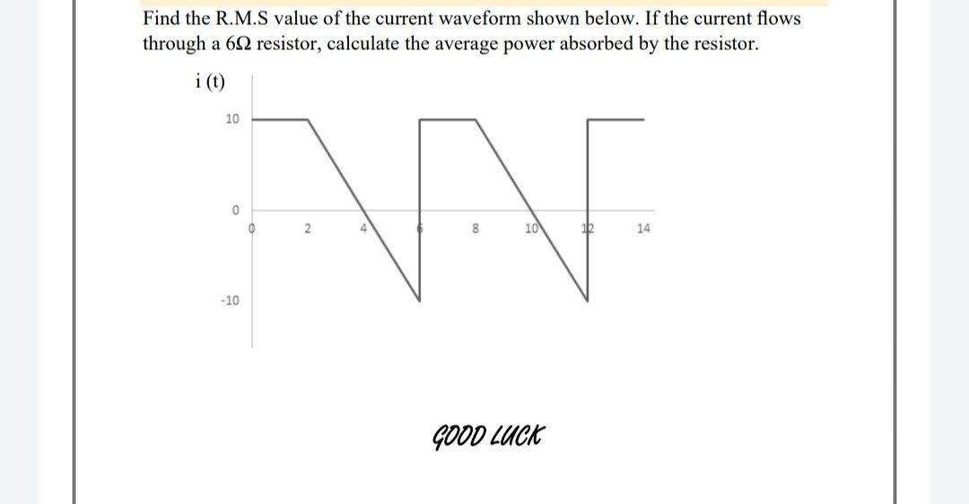 Solved Find the R.M.S value of the current waveform shown | Chegg.com