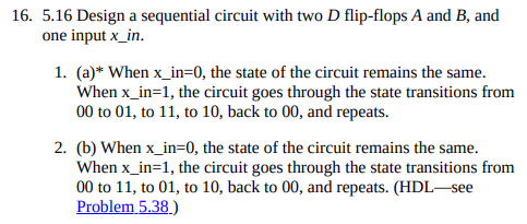 Solved 7. Solve problem 5.16-part b) \{Obtain just the FF | Chegg.com