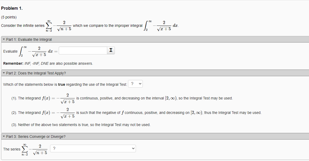 Solved Problem 2. (5 points) 4 4 Consider the infinite | Chegg.com
