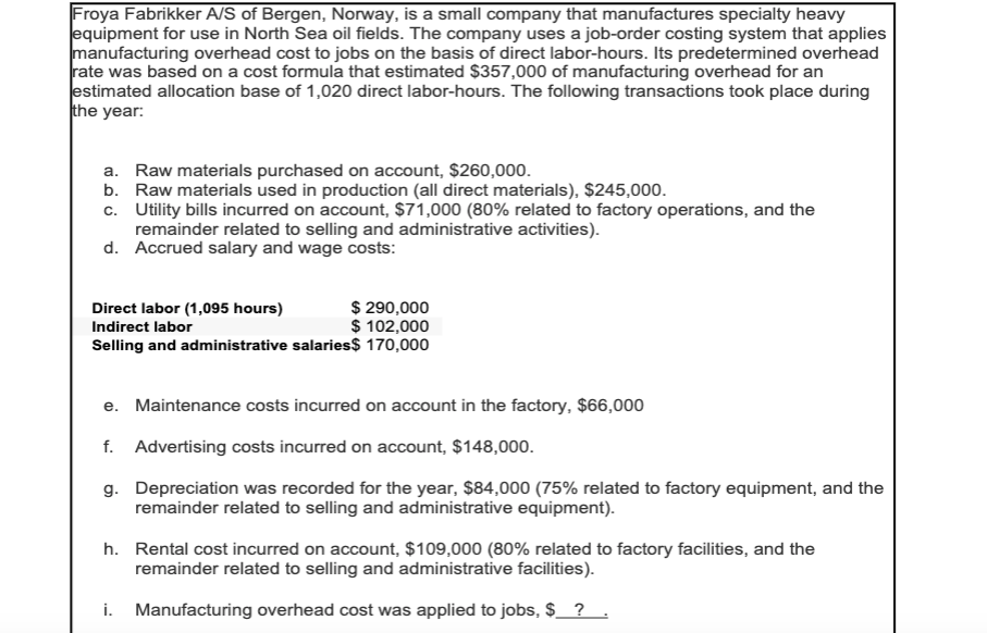 Solved j. Cost of goods manufactured for the year, | Chegg.com