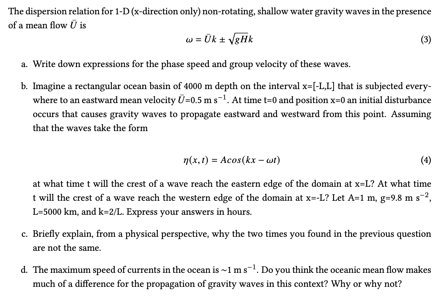 Solved The dispersion relation for 1- D ( x-direction only) | Chegg.com