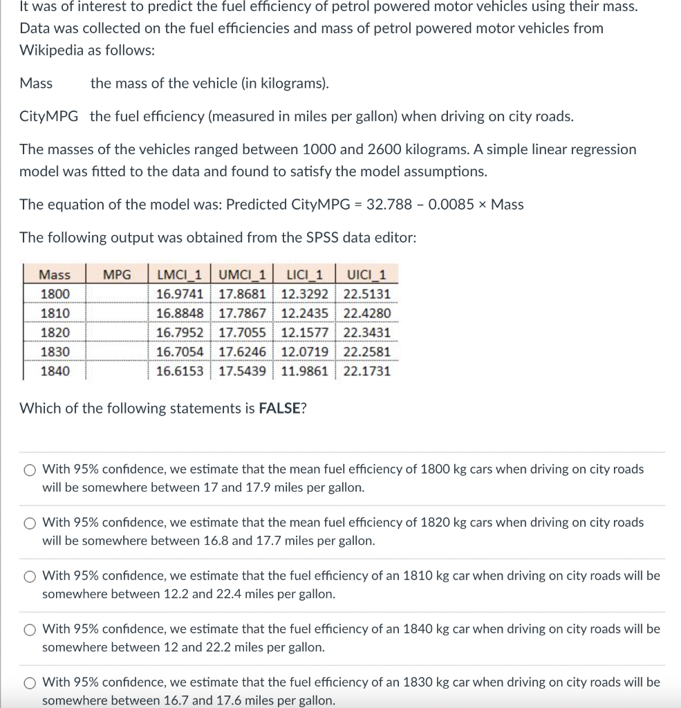 solved-it-was-of-interest-to-predict-the-fuel-efficiency-of-chegg