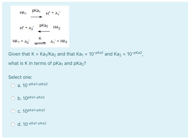 Solved Ha1 Pka H A Pka2 Haz H Az K Ha Az Aj Haz Chegg Com