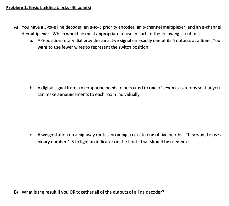 Solved Problem 1: Basic building blocks (30 points) A) You | Chegg.com