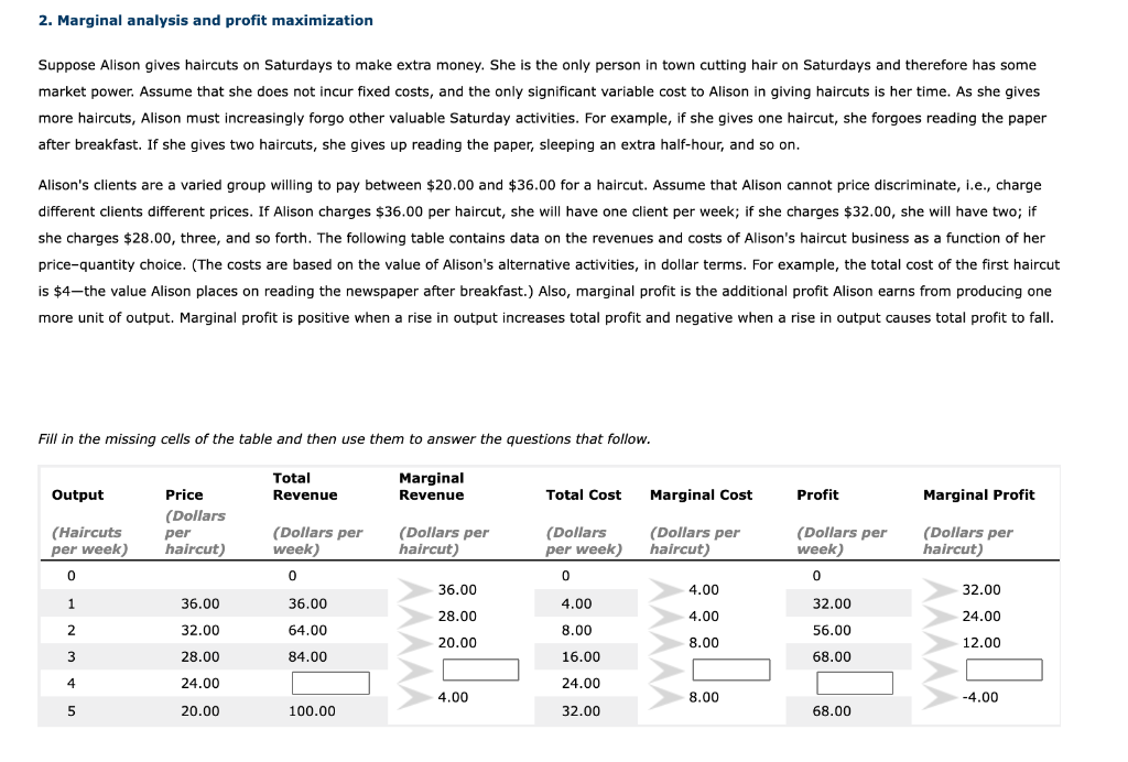 Solved 2. Marginal analysis and profit maximization Suppose | Chegg.com
