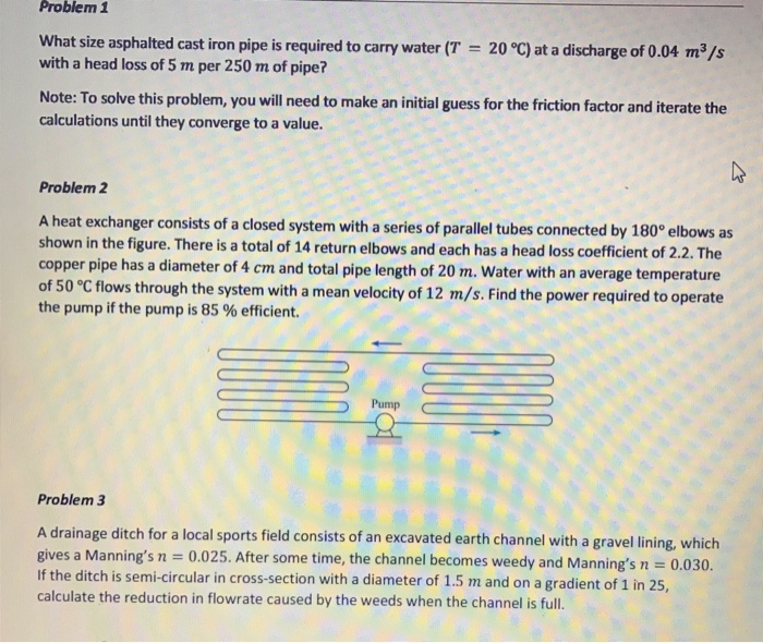 Solved What size asphalted cast iron pipe is required to | Chegg.com