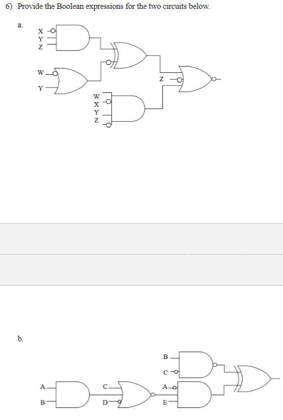 Solved 6) Provide the Boolean expressions for the two | Chegg.com