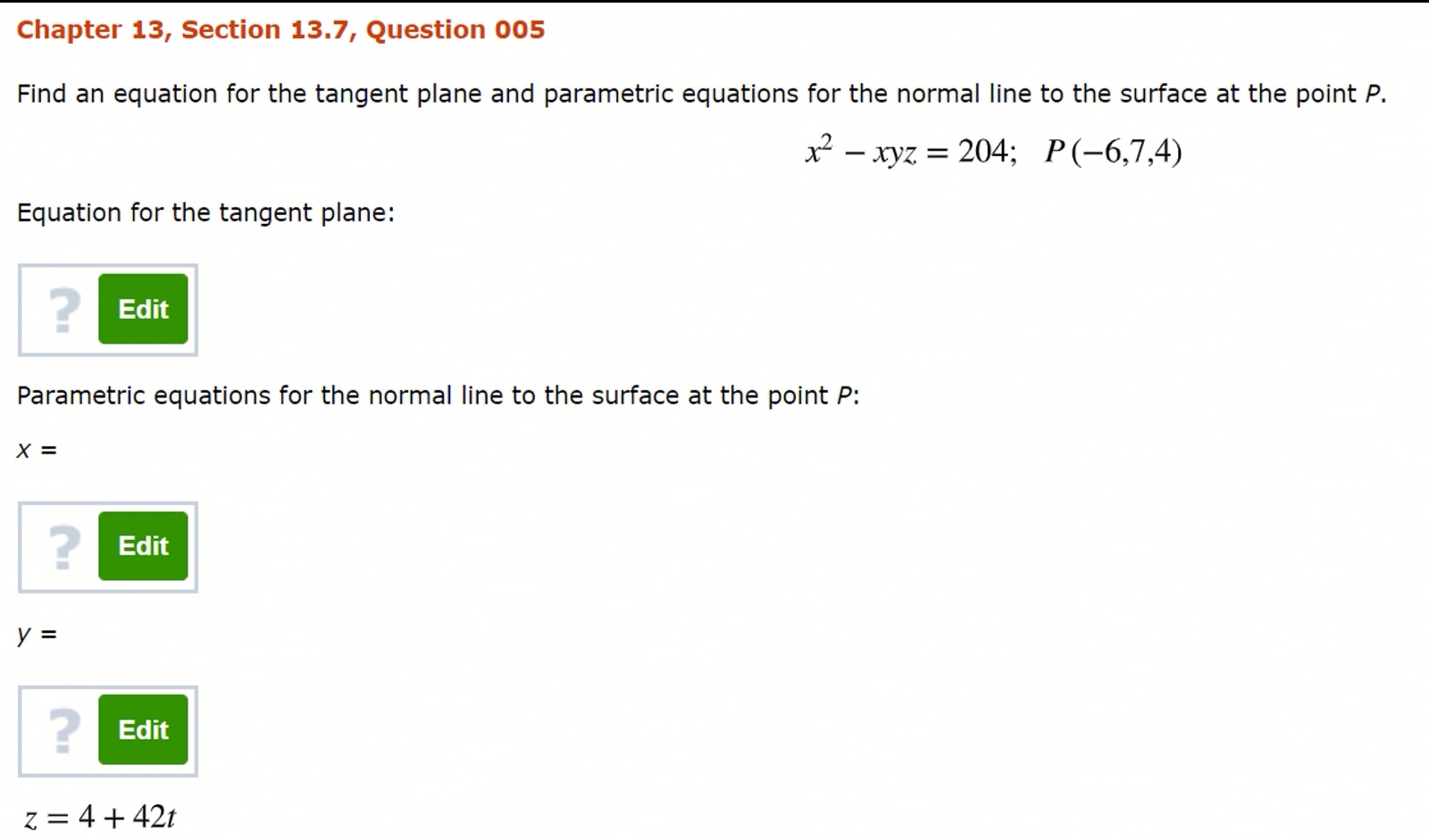 Solved Chapter 13, Section 13.7, Question 005 Find An | Chegg.com