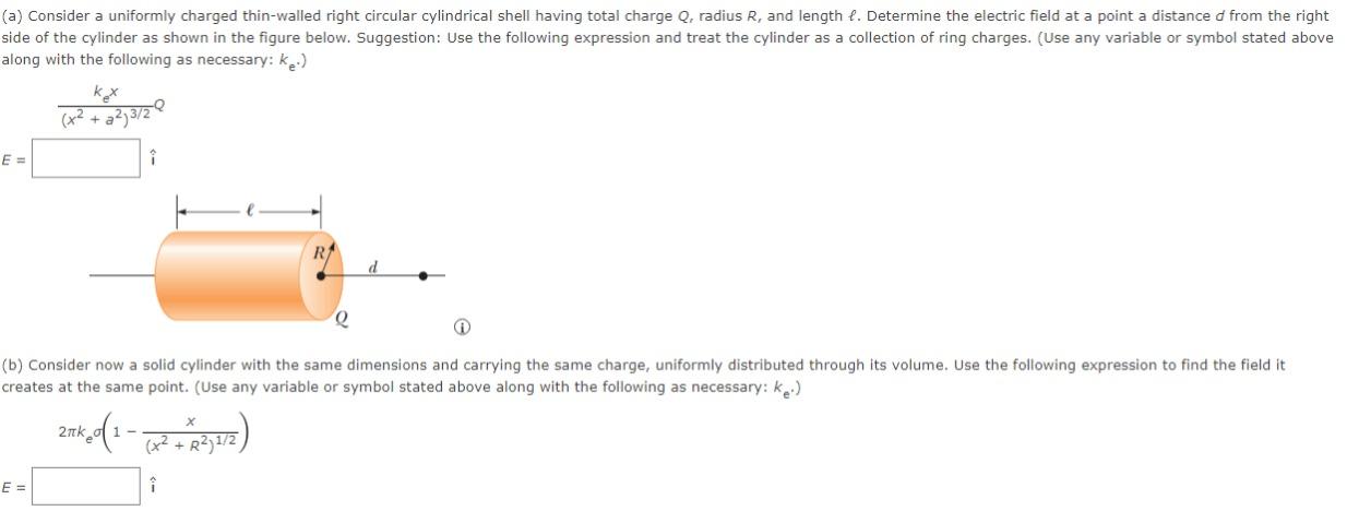 Solved A) Consider A Uniformly Charged Thin-walled Right | Chegg.com