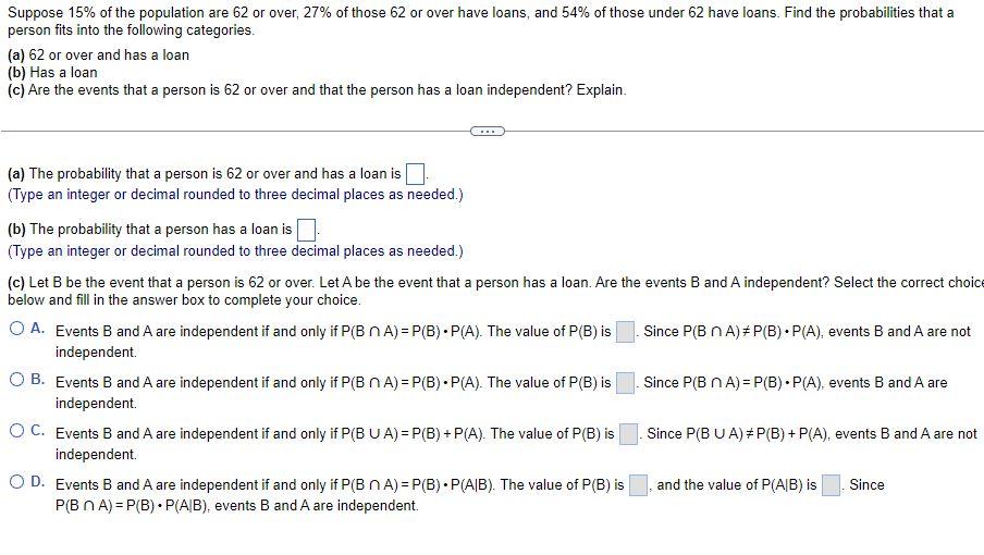 Solved Suppose 15% of the population are 62 or over, 27% of | Chegg.com