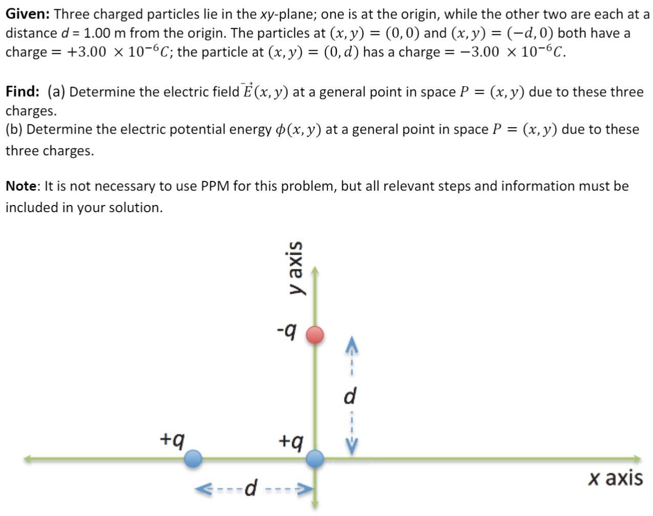 Solved Given Three Charged Particles Lie In The Xy Plane