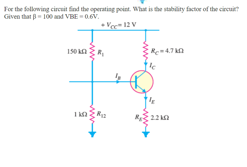 Solved For The Following Circuit Find The Operating Point. | Chegg.com