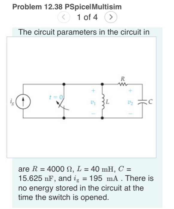 Solved Problem 12.38 PSpicelMultisim 1 of 4 > The circuit | Chegg.com