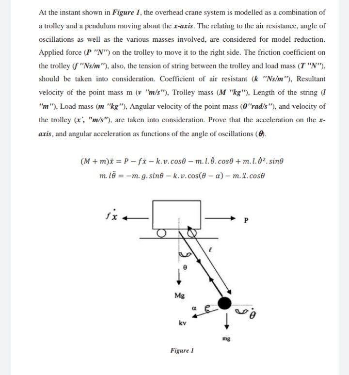 Solved At The Instant Shown In Figure 1, The Overhead Crane | Chegg.com