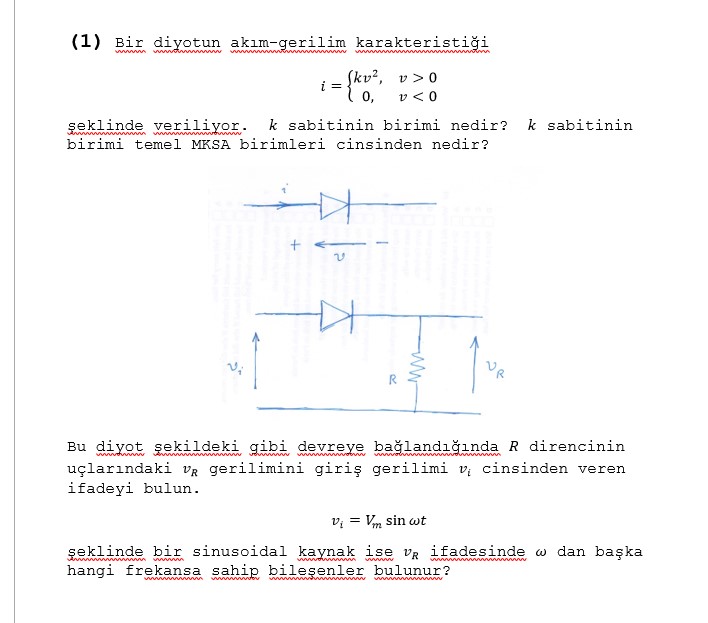 Current-voltage characteristic of a diode i = {kv², | Chegg.com