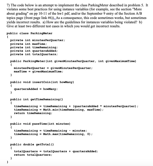 a). How are the guidelines for instance variables | Chegg.com