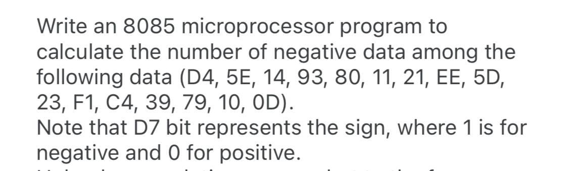 Solved Write an 8085 microprocessor program to calculate the | Chegg.com