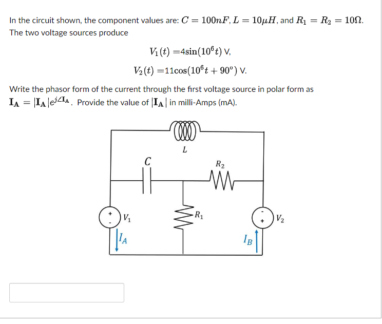 Solved In the circuit shown, the component values are: | Chegg.com