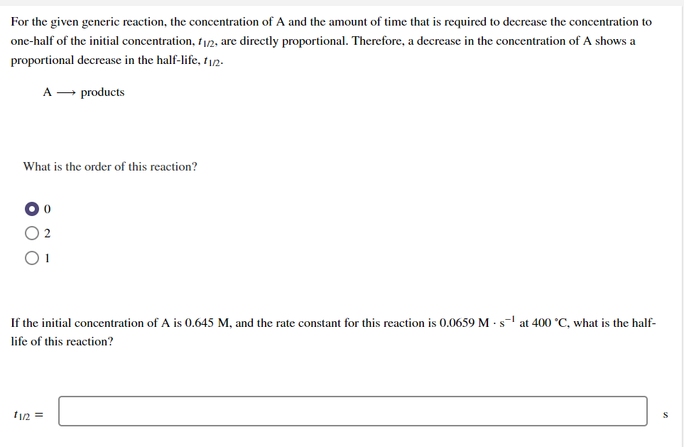 Solved The rate constant for this first-order reaction is | Chegg.com