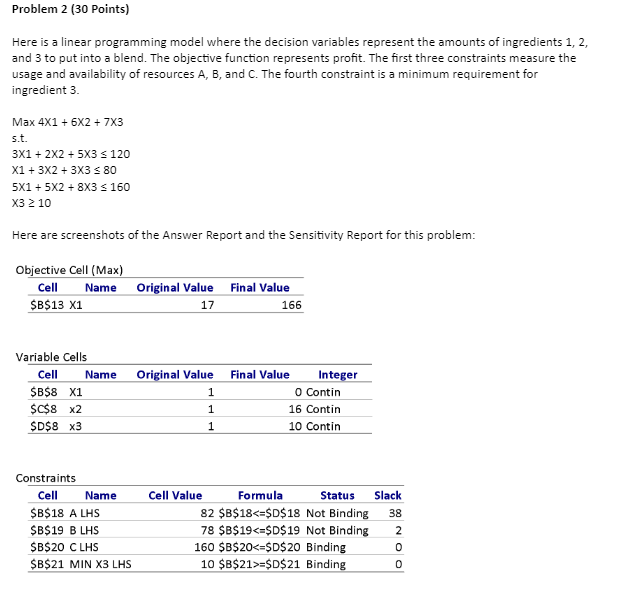 Solved Here is a linear programming model where the decision | Chegg.com