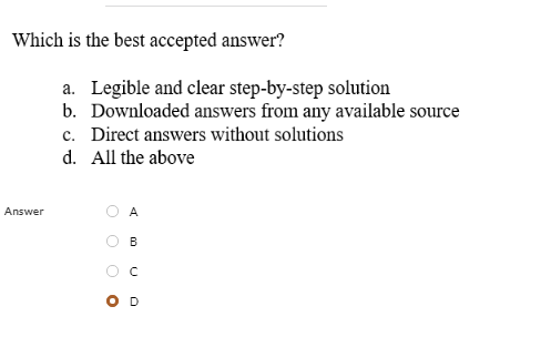 Solved Which is the best accepted answer? Legible and clear | Chegg.com